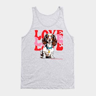 Valentine Long Hair Piebald Dachshund Tank Top